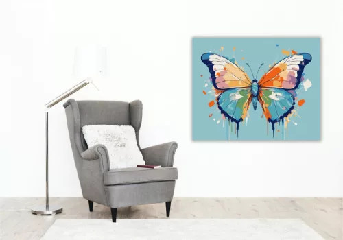Színpompás Pillangó Absztrakt Hátterű - számfestő készlet - Számfestő.hu - 40×50cm - keretre feszítve