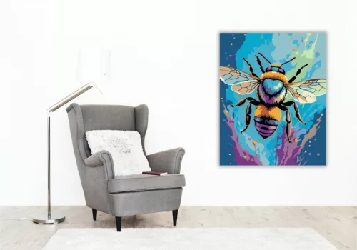 Színes Méhecske Absztrakt Háttérrel - számfestő készlet - Számfestő.hu - 80×100cm - keret nélkül