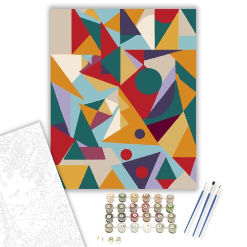 Színes Geometrikus Minták - számfestő készlet - Számfestő.hu - 80×100cm - keretre feszítve