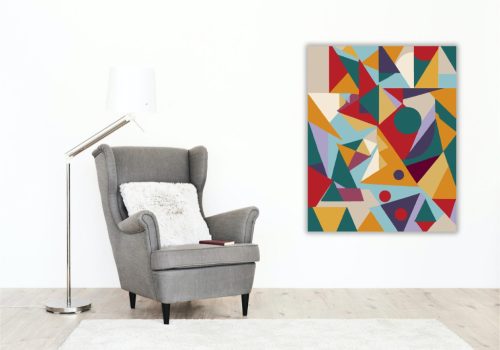 Színes Geometrikus Minták - számfestő készlet - Számfestő.hu - 40×50cm - keret nélkül