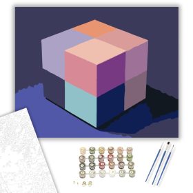 Színes Illúzió Kocka - számfestő készlet - Számfestő.hu - 40×50cm - keret nélkül