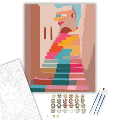 Színes Kocka Lépcső - számfestő készlet - Számfestő.hu - 40×50cm - keret nélkül
