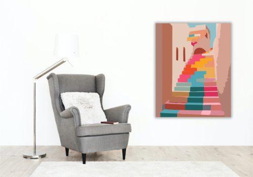 Színes Kocka Lépcső - számfestő készlet - Számfestő.hu - 40×50cm - keret nélkül