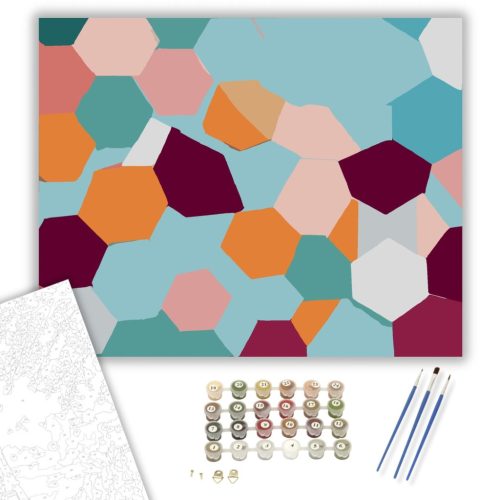 Színes Poligonok - számfestő készlet - Számfestő.hu - 40×50cm - keretre feszítve