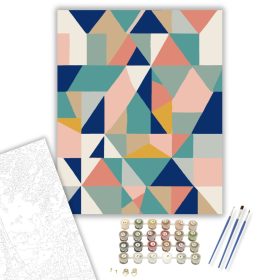 Színes Háromszögek és Félkörök - számfestő készlet - Számfestő.hu - 40×50cm - keret nélkül