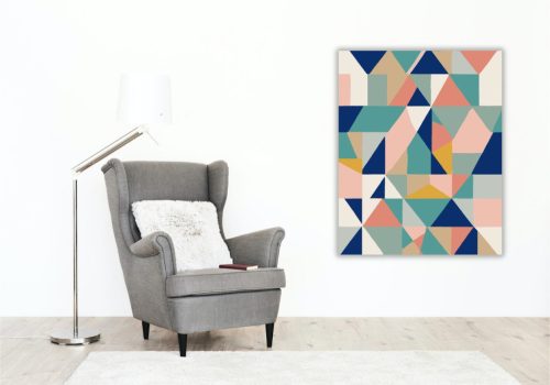 Színes Háromszögek és Félkörök - számfestő készlet - Számfestő.hu - 50×60cm - keret nélkül