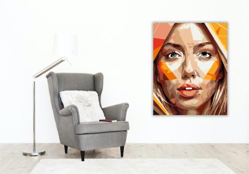 Színes Geometrikus Portré - számfestő készlet - Számfestő.hu - 60×70cm - keret nélkül