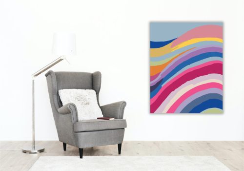 Színes Félkör Hullámok - számfestő készlet - Számfestő.hu - 50×60cm - keretre feszítve