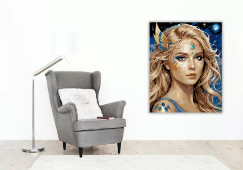 Holdfény Tündére - számfestő készlet - Számfestő.hu - 50×60cm - keretre feszítve
