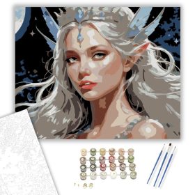 Csillagkoronás Holdtündér - számfestő készlet - Számfestő.hu - 40×50cm - keret nélkül