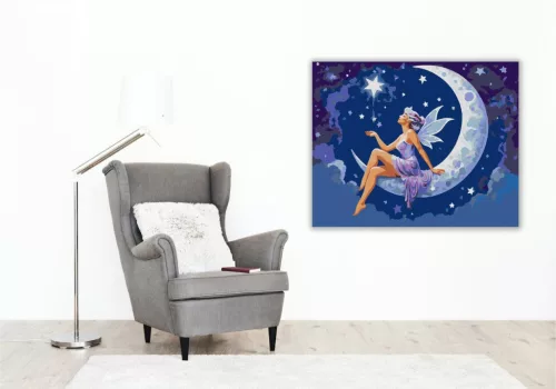 Holdtündér Csillaggal - számfestő készlet - Számfestő.hu - 80×100cm - keretre feszítve