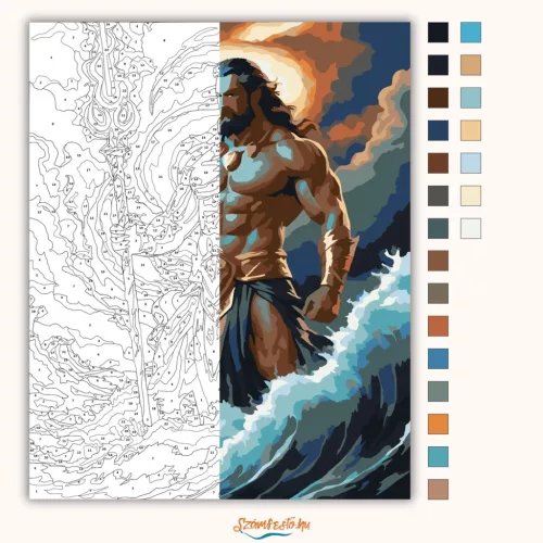Poszeidón haragja - számfestő készlet - Számfestő.hu - 80×100cm - Keret nélkül