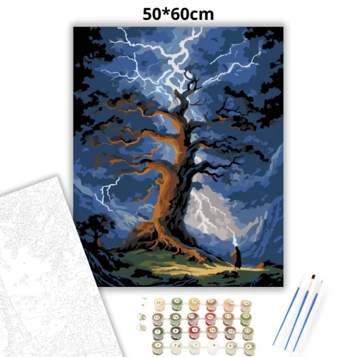 Misztikus villámok - számfestő készlet - Számfestő.hu - 50×60cm - Keretre feszítve