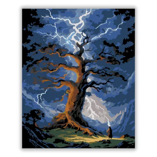 Misztikus villámok - számfestő készlet - Számfestő.hu - 60×70cm - Keretre feszítve