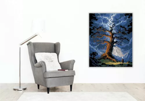 Misztikus villámok - számfestő készlet - Számfestő.hu - 60×70cm - Keretre feszítve