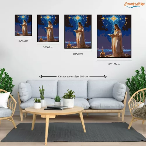 Csillagos papnő - számfestő készlet - Számfestő.hu - 60×70cm - Keret nélkül