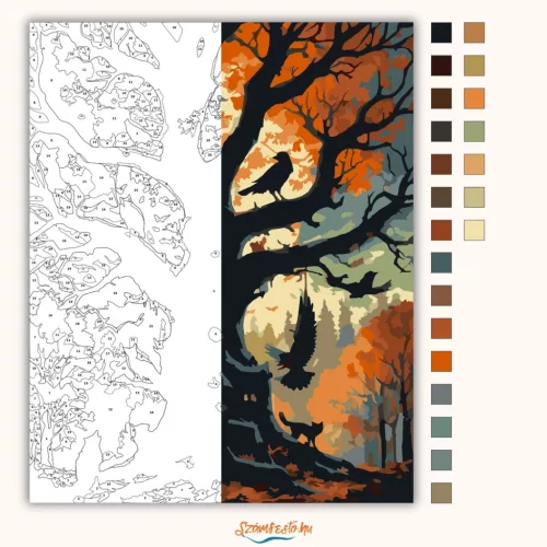 A fekete tölgy - számfestő készlet - Számfestő.hu - 80×100cm - Keretre feszítve