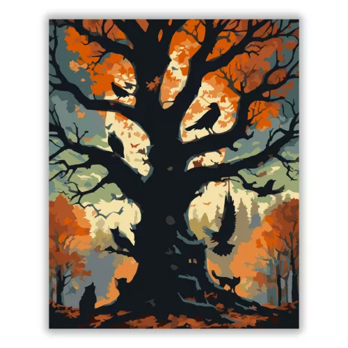 A fekete tölgy - számfestő készlet - Számfestő.hu - 80×100cm - Keret nélkül