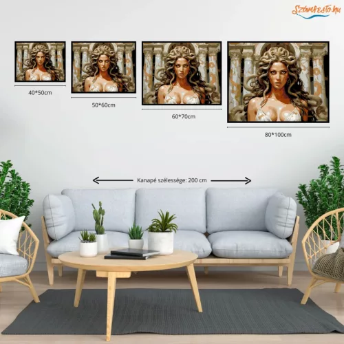 Végzetes medúza tekintete - számfestő készlet - Számfestő.hu - 60×70cm - Keretre feszítve