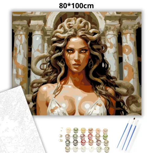 Végzetes medúza tekintete - számfestő készlet - Számfestő.hu - 80×100cm - Keretre feszítve