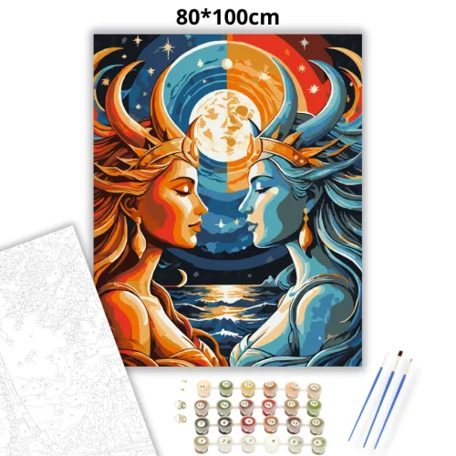 Csillagközi találkozás - számfestő készlet - Számfestő.hu - 80×100cm - Keret nélkül