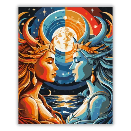 Csillagközi találkozás - számfestő készlet - Számfestő.hu - 40×50cm - Keret nélkül
