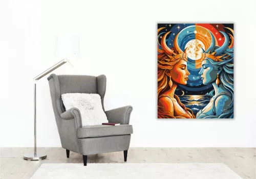 Csillagközi találkozás - számfestő készlet - Számfestő.hu - 40×50cm - Keretre feszítve