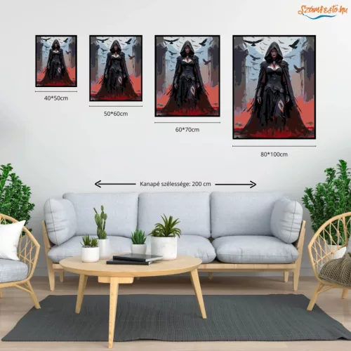 Varjúkirálynő - számfestő készlet - Számfestő.hu - 60×70cm - Keretre feszítve