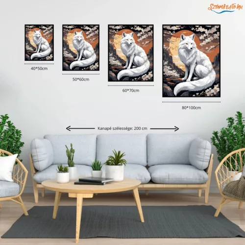 Holdfényes rókaszellem - számfestő készlet - Számfestő.hu - 60×70cm - Keret nélkül