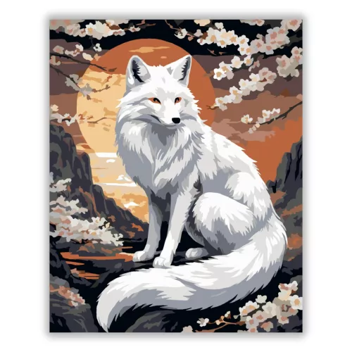 Holdfényes rókaszellem - számfestő készlet - Számfestő.hu - 60×70cm - Keret nélkül