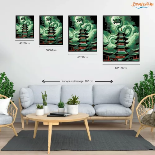 A jáde sárkány - számfestő készlet - Számfestő.hu - 50×60cm - Keret nélkül