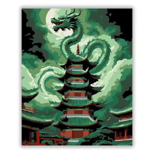A jáde sárkány - számfestő készlet - Számfestő.hu - 50×60cm - Keret nélkül