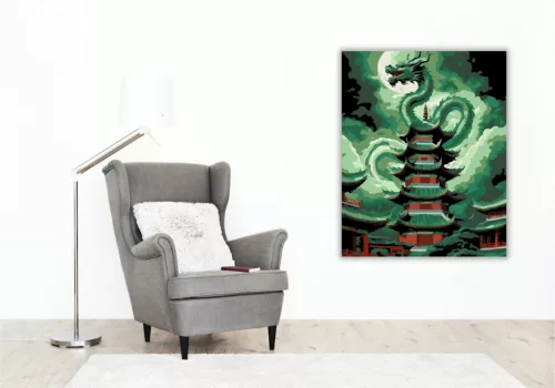 A jáde sárkány - számfestő készlet - Számfestő.hu - 80×100cm - Keretre feszítve