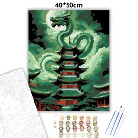 A jáde sárkány - számfestő készlet - Számfestő.hu - 40×50cm - Keret nélkül