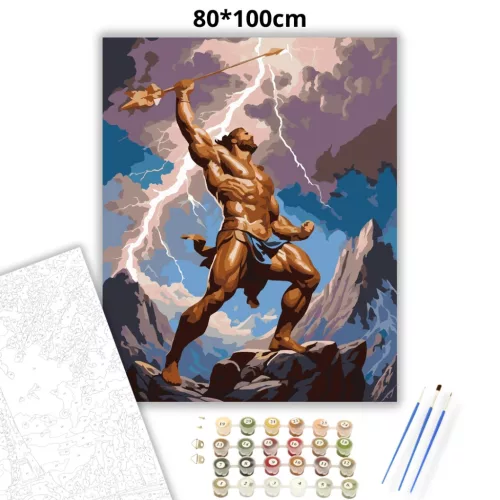 Héraklész – Az istenek próbája - számfestő készlet - Számfestő.hu - 80×100cm - Keretre feszítve