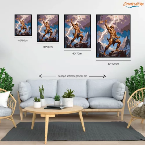 Héraklész – Az istenek próbája - számfestő készlet - Számfestő.hu - 40×50cm - Keret nélkül