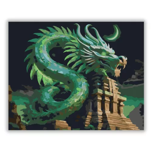 Smaragd isten – Ősi legenda - számfestő készlet - Számfestő.hu - 50×60cm - Keretre feszítve