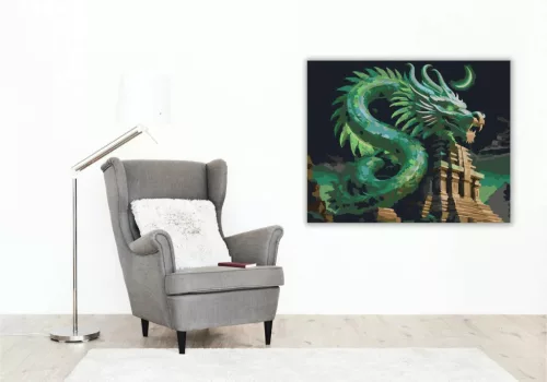 Smaragd isten – Ősi legenda - számfestő készlet - Számfestő.hu - 50×60cm - Keretre feszítve