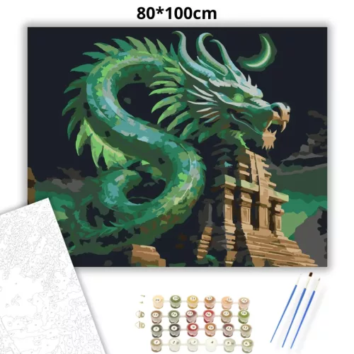 Smaragd isten – Ősi legenda - számfestő készlet - Számfestő.hu - 80×100cm - Keretre feszítve