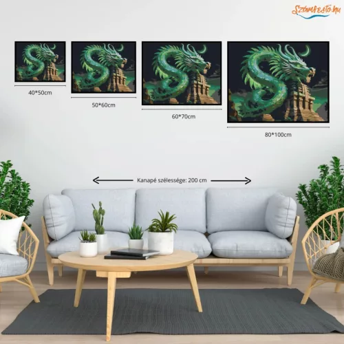 Smaragd isten – Ősi legenda - számfestő készlet - Számfestő.hu - 40×50cm - Keretre feszítve