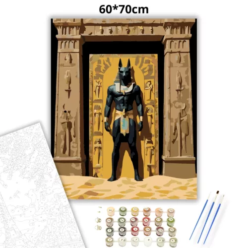 Fenséges Anubisz kapuja - számfestő készlet - Számfestő.hu - 60×70cm - Keretre feszítve