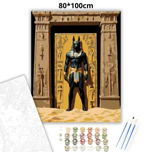 Fenséges Anubisz kapuja - számfestő készlet - Számfestő.hu - 80×100cm - Keret nélkül