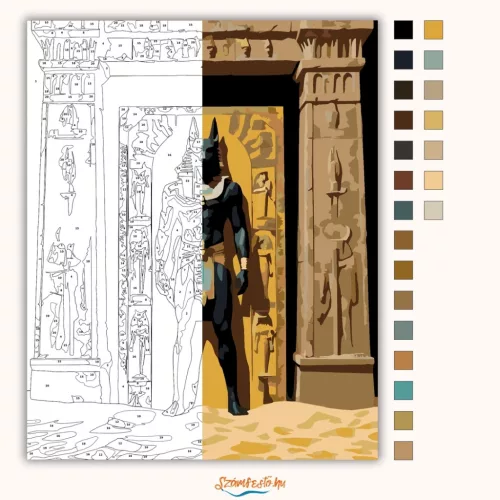 Fenséges Anubisz kapuja - számfestő készlet - Számfestő.hu - 80×100cm - Keret nélkül