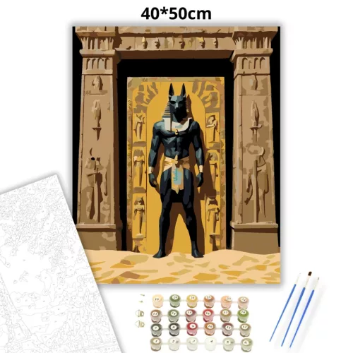 Fenséges Anubisz kapuja - számfestő készlet - Számfestő.hu - 40×50cm - Keretre feszítve