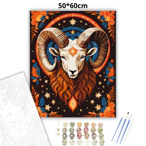 Kos csillagjegy - számfestő készlet - Számfestő.hu - 50×60cm - Keretre feszítve