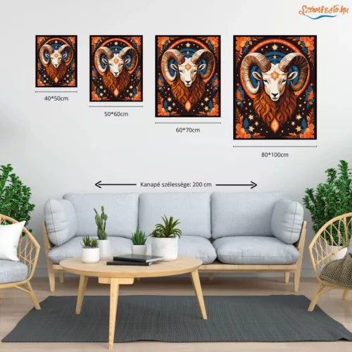 Kos csillagjegy - számfestő készlet - Számfestő.hu - 50×60cm - Keretre feszítve