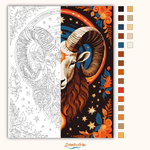 Kos csillagjegy - számfestő készlet - Számfestő.hu - 60×70cm - Keretre feszítve