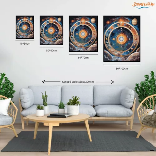 Kozmikus bolygógyűrű - számfestő készlet - Számfestő.hu - 40×50cm - Keretre feszítve