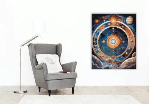 Kozmikus bolygógyűrű - számfestő készlet - Számfestő.hu - 40×50cm - Keretre feszítve