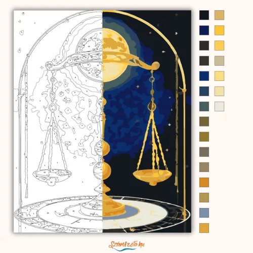 Misztikus mérleg csillagkép - számfestő készlet - Számfestő.hu - 50×60cm - Keretre feszítve